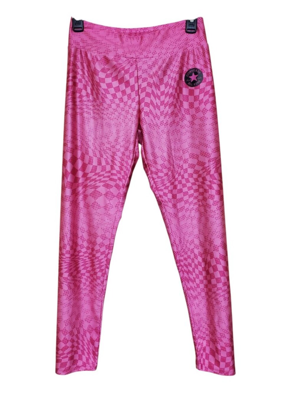 Converse Junior's Hot Pink Abstract Print Pull On Fitted Stretch Leggings Sz XL